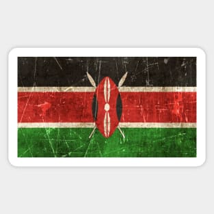 Vintage Aged and Scratched Kenyan Flag Sticker